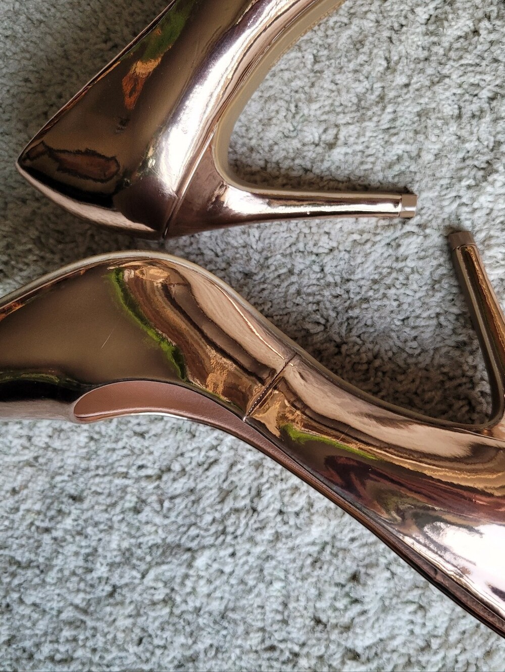 Women’s Metallic Rose Gold Pointed-Toe Pumps 4" Heels 8 - Picture 5 of 7
